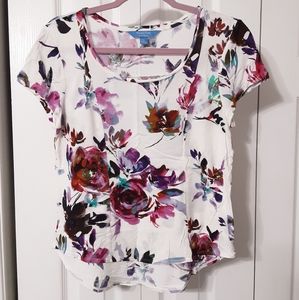 Simply Vera Purple Floral Top Short Sleeve T-shirt
